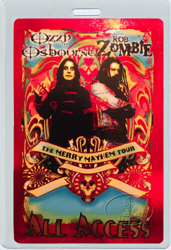 ROB ZOMBIE OZZY OSBOURNE 2001 MERRY MAYHEM TOUR LAMINATED BACKSTAGE PASS - Bild 1 von 1