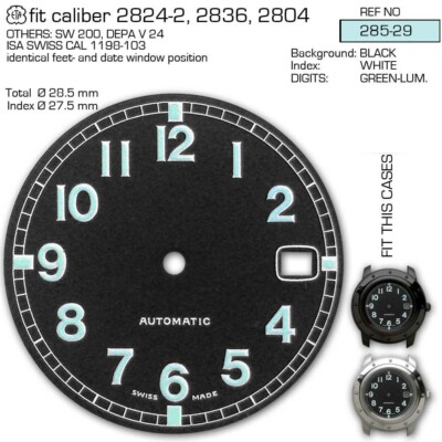 Eta 2893 31 Mm Zifferblatt Passend Für ETA 2836/2824, Miyota 8215, NH35 & Mehr – In Blau Zifferblatt 31mm Blau