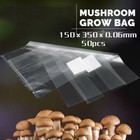 50pcs PVC Mushroom Spawn Grow Bag Substrate Clear Bags High Temp Pre-Sealable