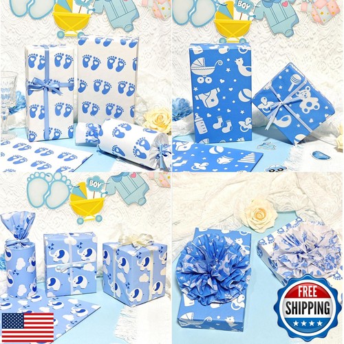 Baby Blue Tissue Paper 28x20 inch, 30 Sheets Large Baby Boy Gift Wrap Tissue - 第 4/5 張圖片