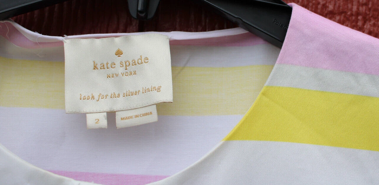 KATE SPADE Sweet Candy Multi Cape Stripes Shirtdress Pleated Front sz 2