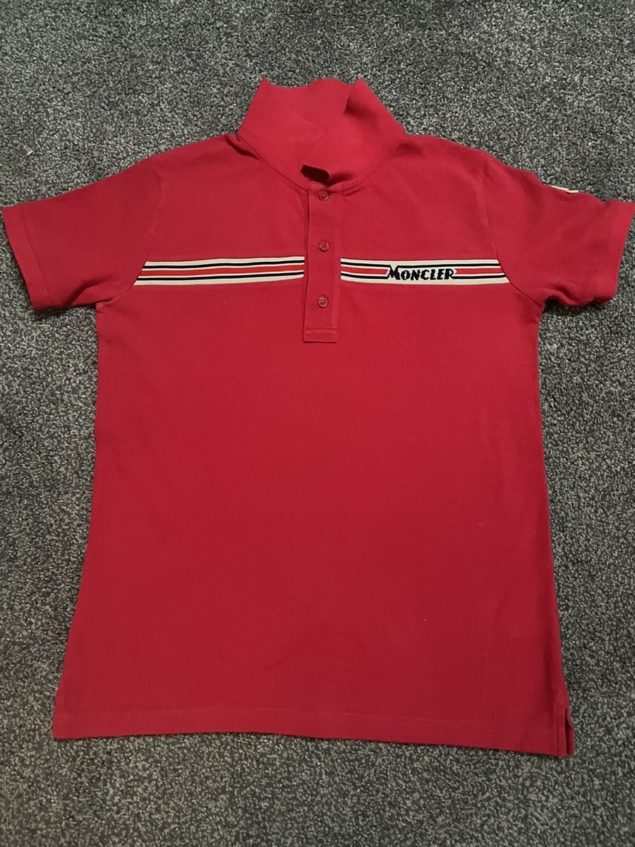 Boys Moncler Red Polo Top Age 12 Years UK