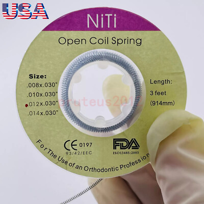 Dental Orthodontic Niti Open Coil Spring Spool Dia.012 *030 '' inch 914mm 1 Roll