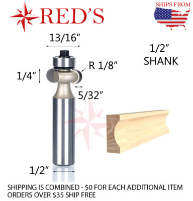 Tideway PRO LC15040408 1/4'' Long 1/8'' RAD Edge Flute 1/2'' shank router bit