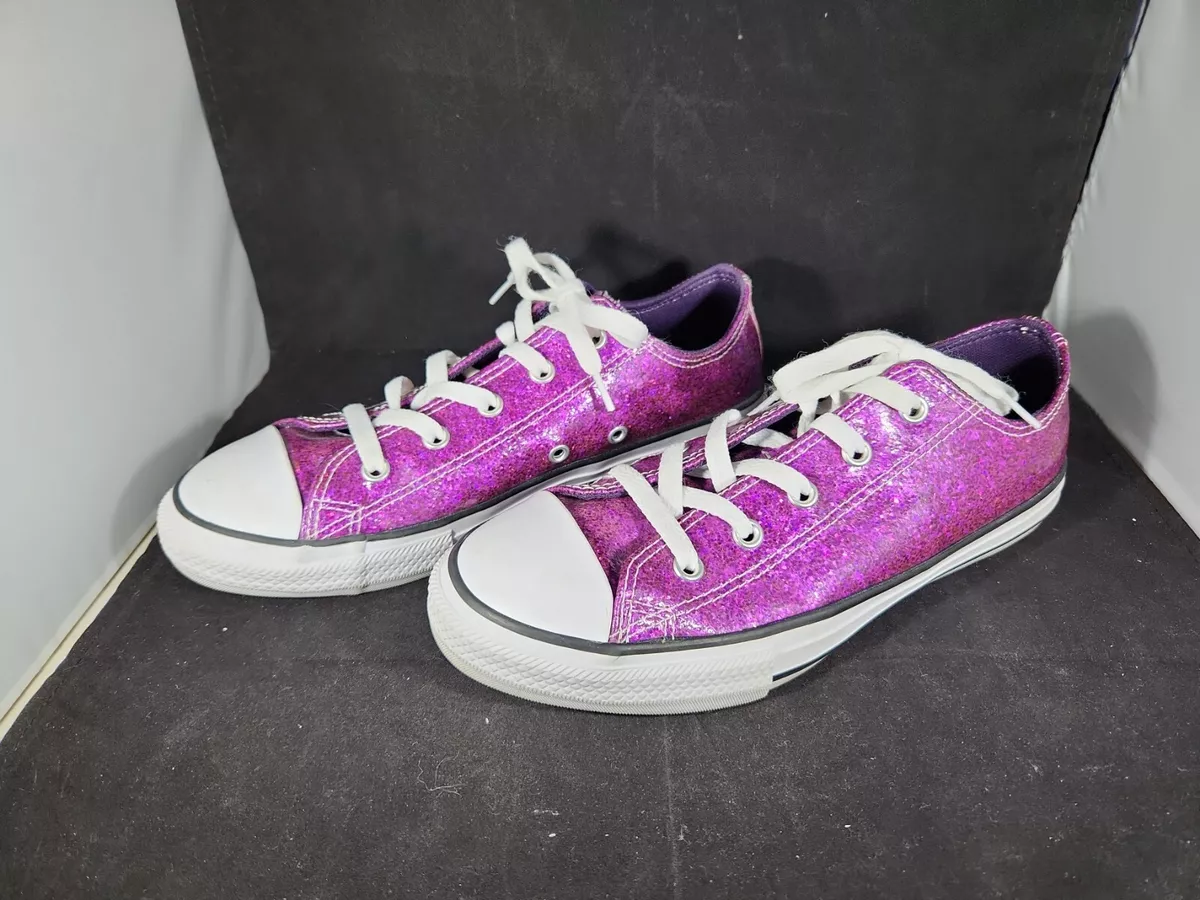 Girls purple top glitter converse