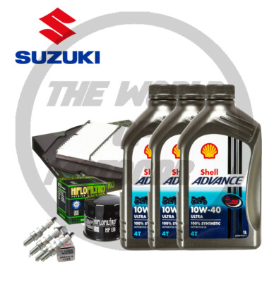 INSPEKTION SUZUKI SFV/650 GLADIUS 2009/2015 SHELL 10W40 ÖLFILTER LUFT ZÜNDKERZEN