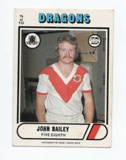1976 Nrl Rugby League Scanlens (76) John BAILEY Dragons