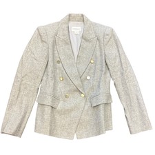 Club Monaco Womens Gray Long Sleeve Double Breasted Notch Lapel Blazer Size 8