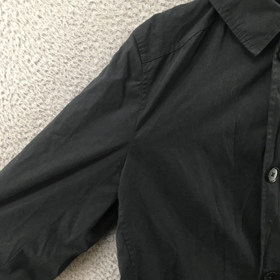 Gabardina Banana Republic para hombre M negra con cuello abotonado bolsillos laterales informal Foto 3 de 4