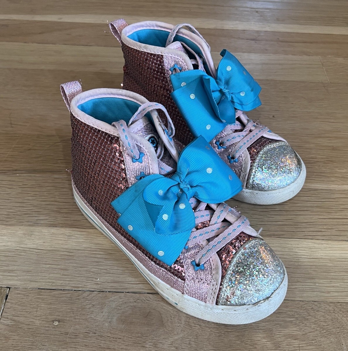 Nickelodeon Jojo Siwa Pink Sequin Lace Up Tennis Shoes sz 12