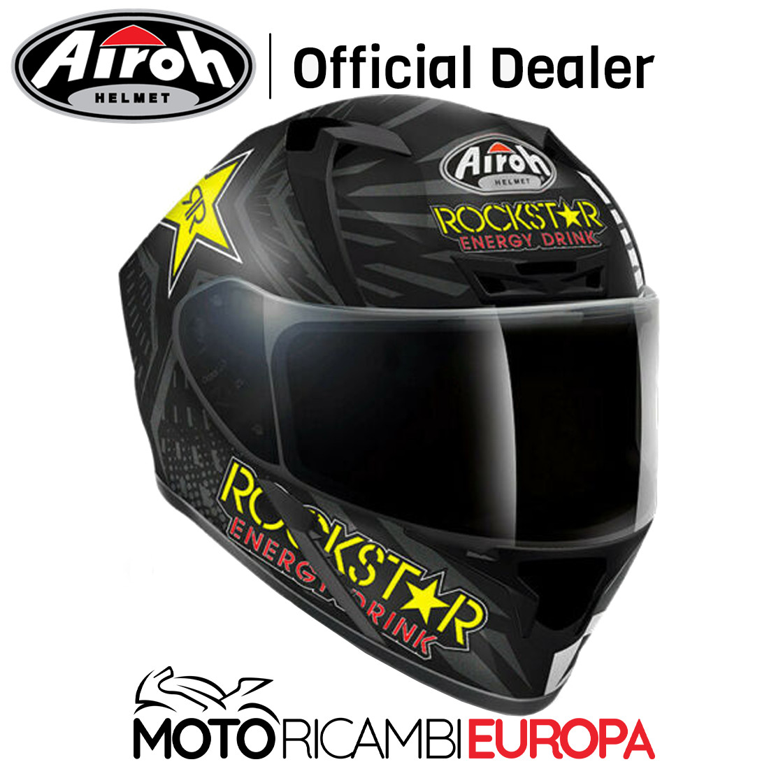 CASCO RACING AIROH VALOR ROCKSTAR MATT TAGLIA S 55-56CM BLACK WHITE YELLOW