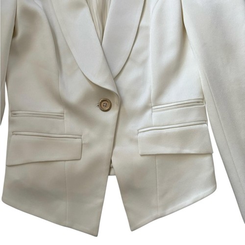 Ted Baker London Satin Cropped Blazer mit Schalkragen Weiß Größe 0 - Bild 3 von 14
