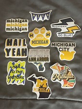 Lot 10 MICHIGAN WOLVERINES 1" to 2 1/2" Team Logo Stickers FAST FREE SHIP 