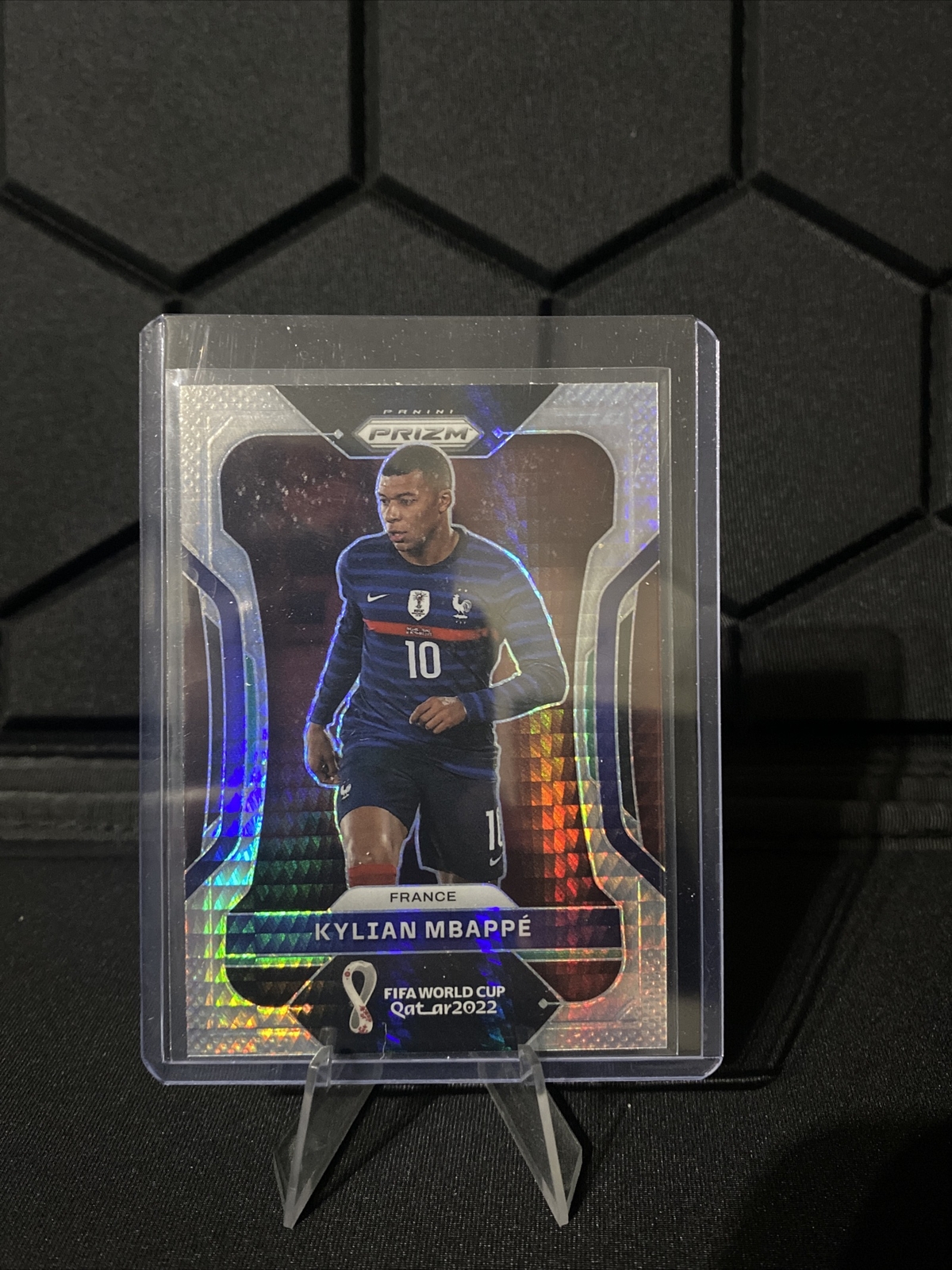 Kylian Mbappe 2022 Panini Prizm FIFA World Cup Silver Hyper Prizm #101