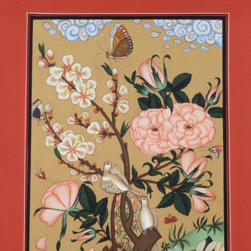 Indianer Miniatur Blumen Vogel Schmetterling Rajasthan Vintage 1985 - Bild 3 von 5