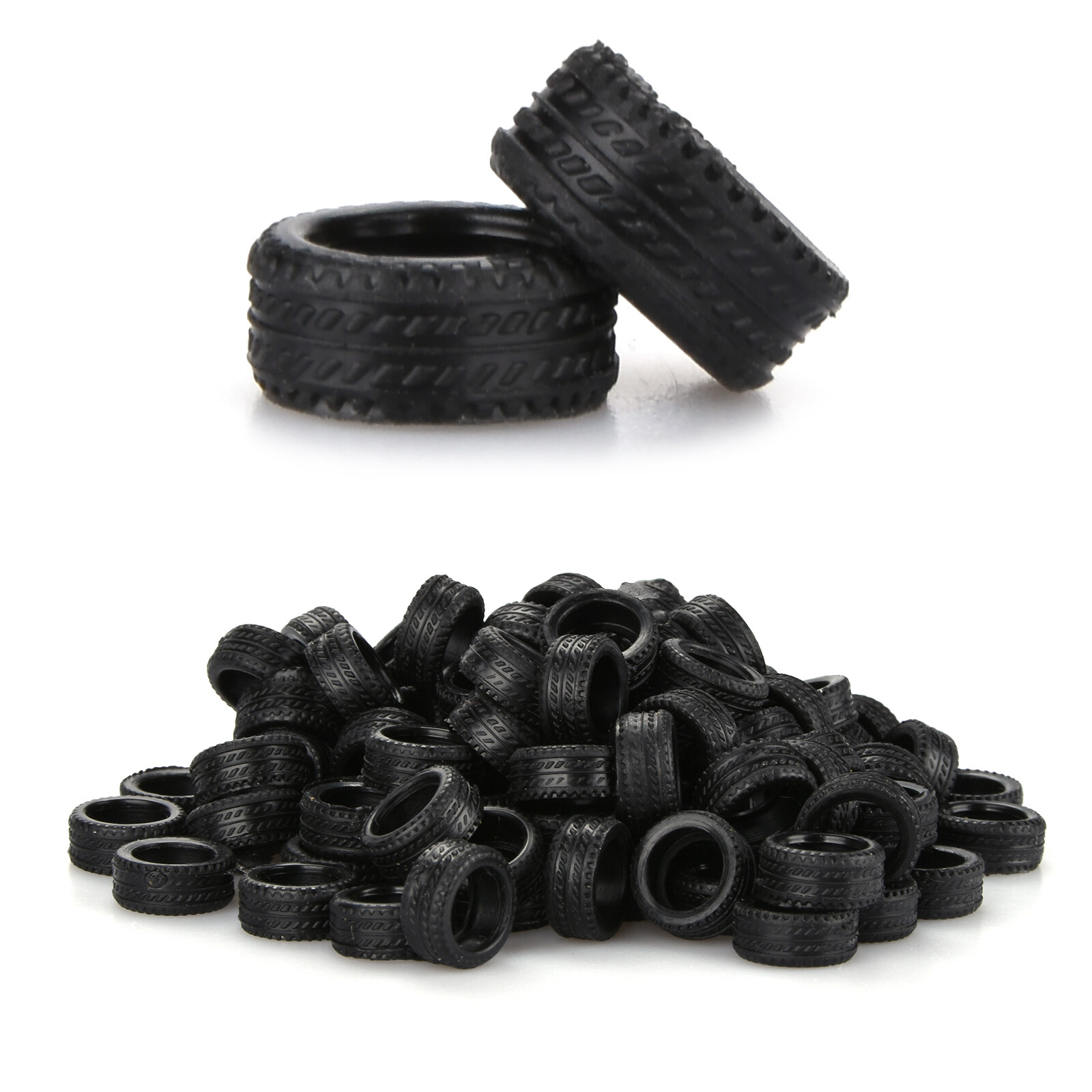 100Pack 1/64 Rubber Tire Model Car Rubber Tire Diorama Display Toy