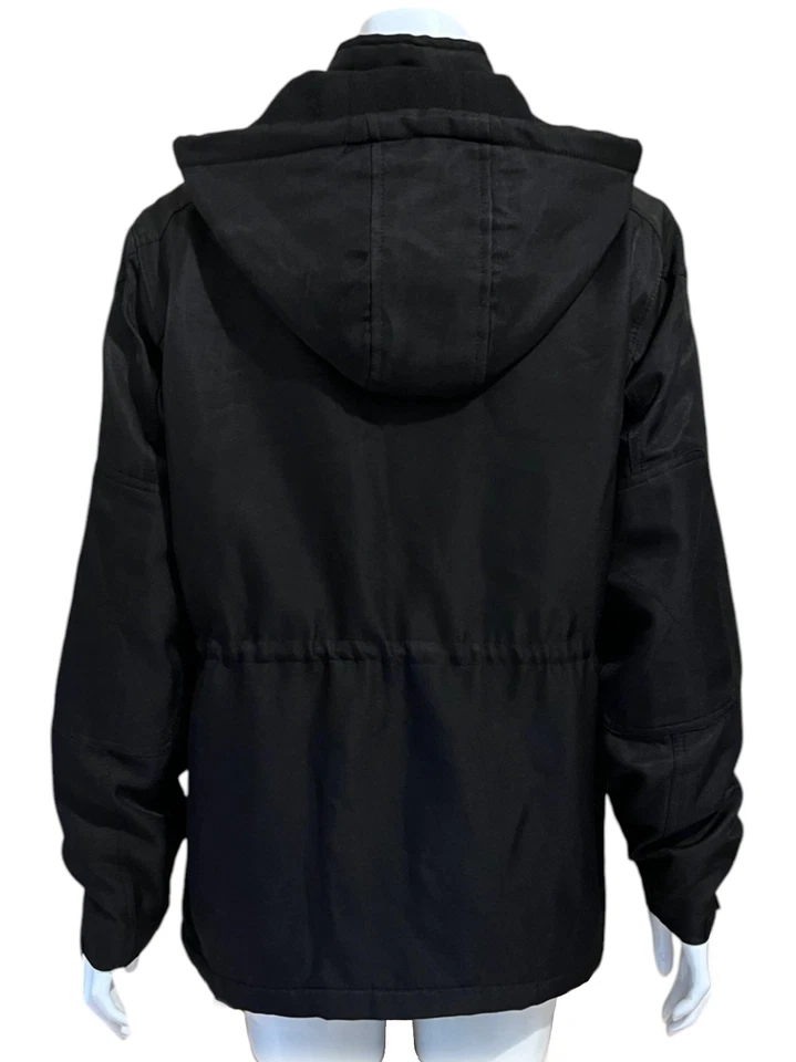 Womens Ladies Coat Jacket Size S UK 10-12 Removable Hood Fleece Lined Black - Image 4 of 4