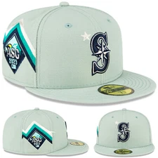 New Era Seattle Mariners Fitted Hat MLB 2023 Official ASG Side Patch Green Cap
