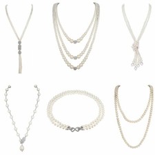 Multilayer Freshwater Pearl Necklace Beads Cluster Long Necklace Costume Jewelry