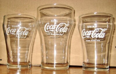 FIVE VINTAGE ORIGINAL '50'S-'60'S SODA FOUNTAIN COCA-COLA, PEPSI-COLA & 7UP GLAS