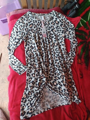 New FORNIA BODY M Nightgown Leopard Print Soft Long Sleeve