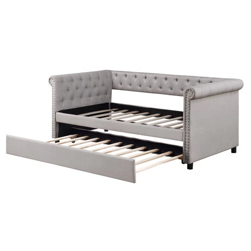 Juegos de dormitorio con marcos de cama de madera de tamaño doble sofá cama tapizado con sofá cama nido Foto 4 de 4