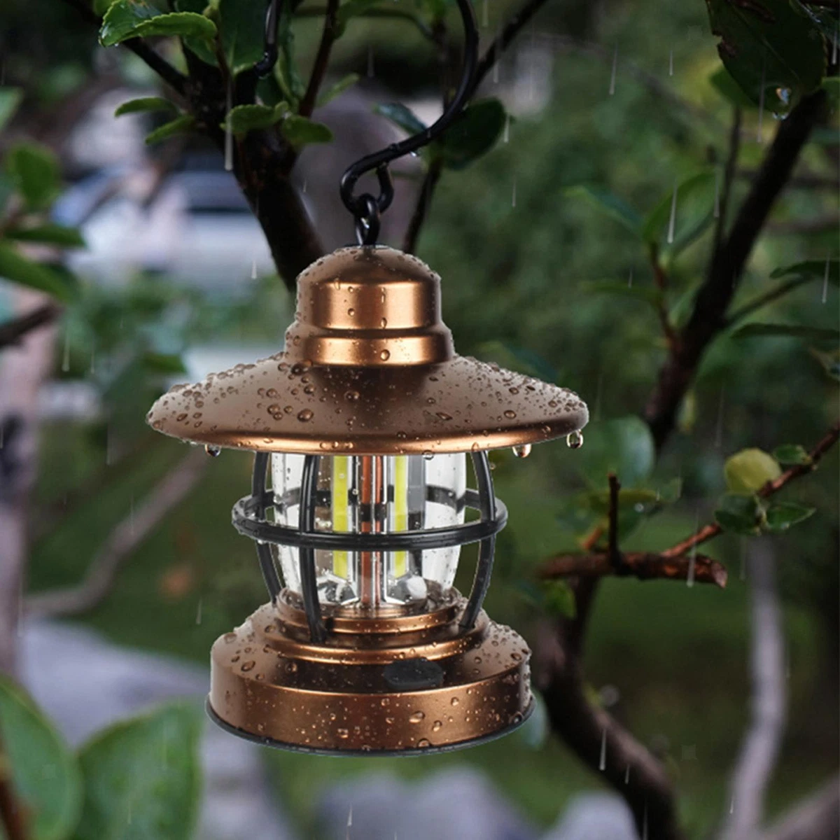 Retro Style Camping Lantern Lamp LED Light Hanging Battery