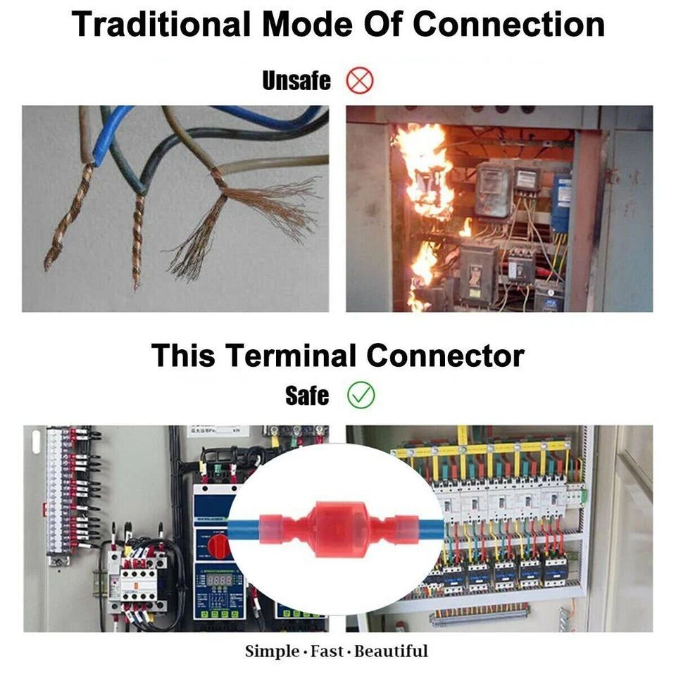 200X Insulated Female Male Spade Terminal Crimp Quick Disconnect Wire Connectors - Image 4 of 4