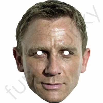 FUNKYBUNKY Daniel Craig Celebrity Card Face Mask - Ready To Wear - Fancy Dress