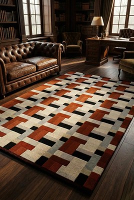 Hand Tufted 6x9 Handmade Geometric Area Rug Modern Textured Carpet Living Room