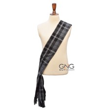 Ladies Hamilton Grey Tartan Sash for Women Size 90" x 12" Handmade Tartan Scarf
