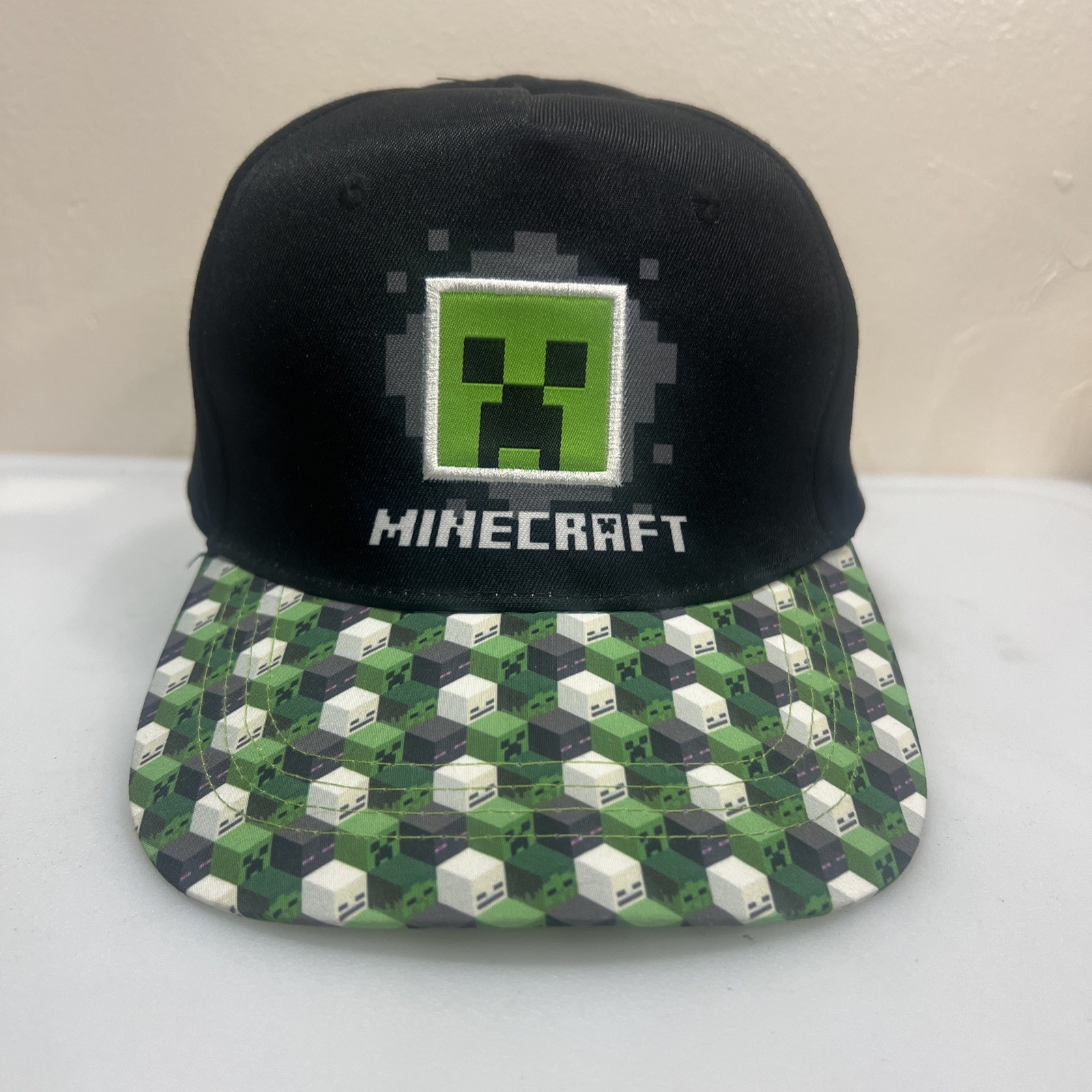 Minecraft Creeper Flat bill snapback Hat checkere… - image 1