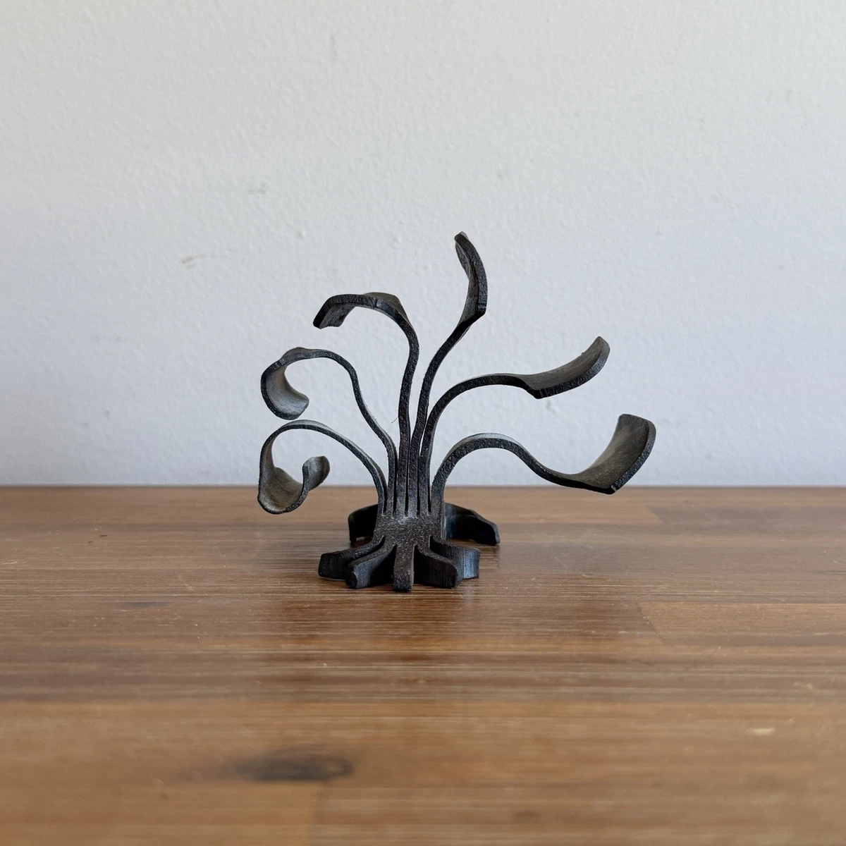 Vintage Brutalist Cast Iron Abstract Sculpture Artist Signed Dated 1976 Desk Top