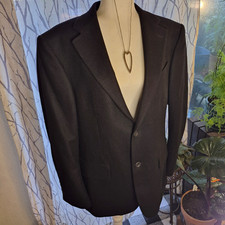 Oscar de la Renta Men's Vintage Sportscoat Black Wool Blazer 40R