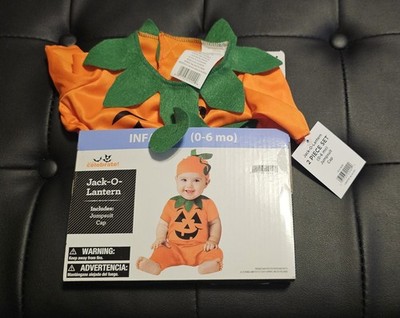 Infant Baby 0 To 6 Months Jack O Lantern Pumpkin Costume New