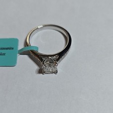 Sterling Silver Moissanite Princess Cut Engagement Ring 2.02ctw Size 7