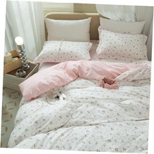 White Pink Floral Duvet Cover Queen Size Queen 90" x 90" 00  Pink Flower