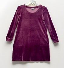 J. Jill Pure Jill Velvet Tunic Dress  Plum Small Pockets Loungewear, Luxe Casual