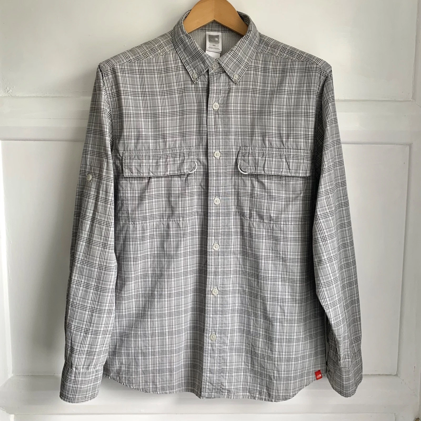 The North Face Check Shirt Mens Medium Black White Hiking Utility Technical