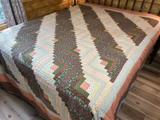 Amish Trip Around the World Patchwork Quilt Blanket Bedspread 85x105  Handmade