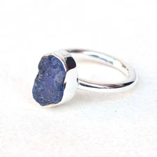 Natural Raw Tanzanite Ring 925 Sterling Silver Birthstone Tanzanite Ring-RR027