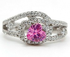 2CT Treated Pink Sapphire  Topaz 925 Sterling Silver Ring Sz 7 MK1-4