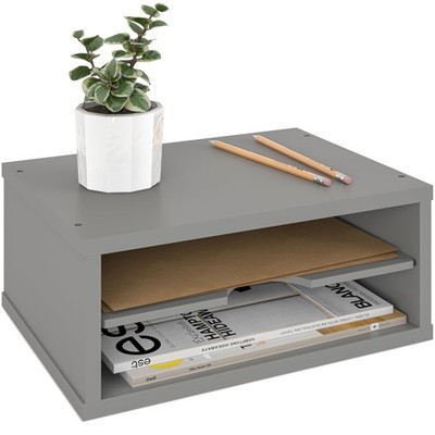 File Organizer, 2-Tier Document Paper Sorter, Stackable Wood Desk Organizer M...