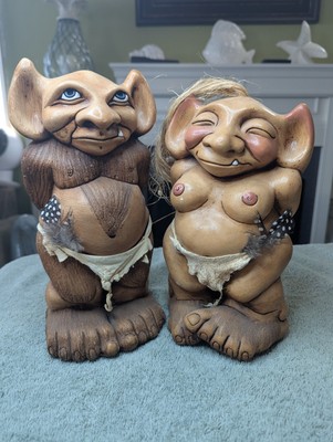 RARE ANTIQUE CREEPY/UNIQUE TROLL COUPLE CREATED BY CHRISTIAN & PAUL MARSHLAND