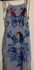  NWT! Farm Rio Womens Maxi Dress Blue M Organic Cotton Side Slit Tropical Birds 