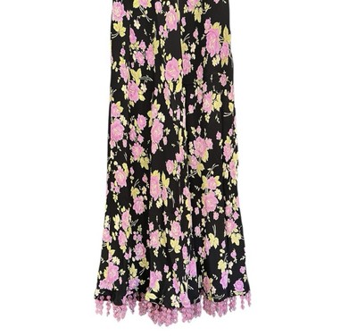 Vintage Betsey Johnson Floral Rose Beaded Noisemaker Slip Dress Sz