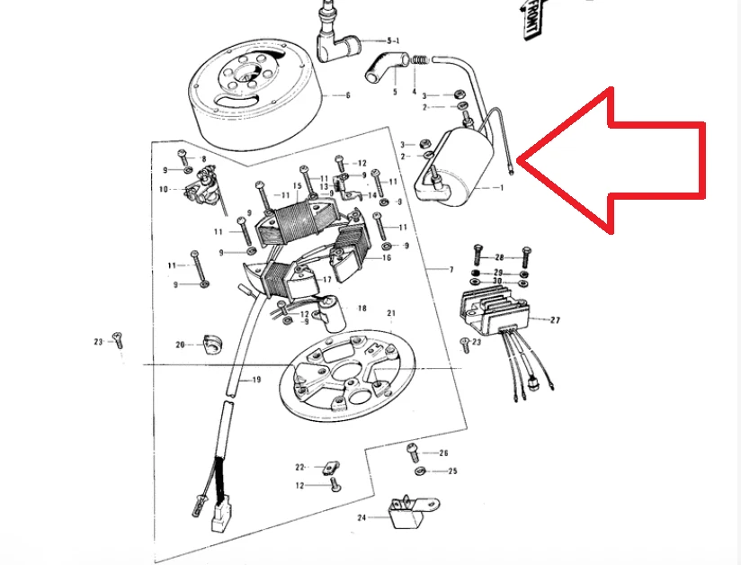 KAWASAKI KE100 KE125 KD80 KD100 KD125 KS125 G3 G4 G5 IGNITION COIL 6V NOS JAPAN Foto 2 de 4