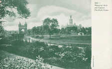Memorial Arch & Capitol - Hartford Connecticut CT - Postcard