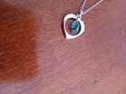 Sterling silver Heart necklace    faux  Emeral Green stone 18k gf chain — photo 1