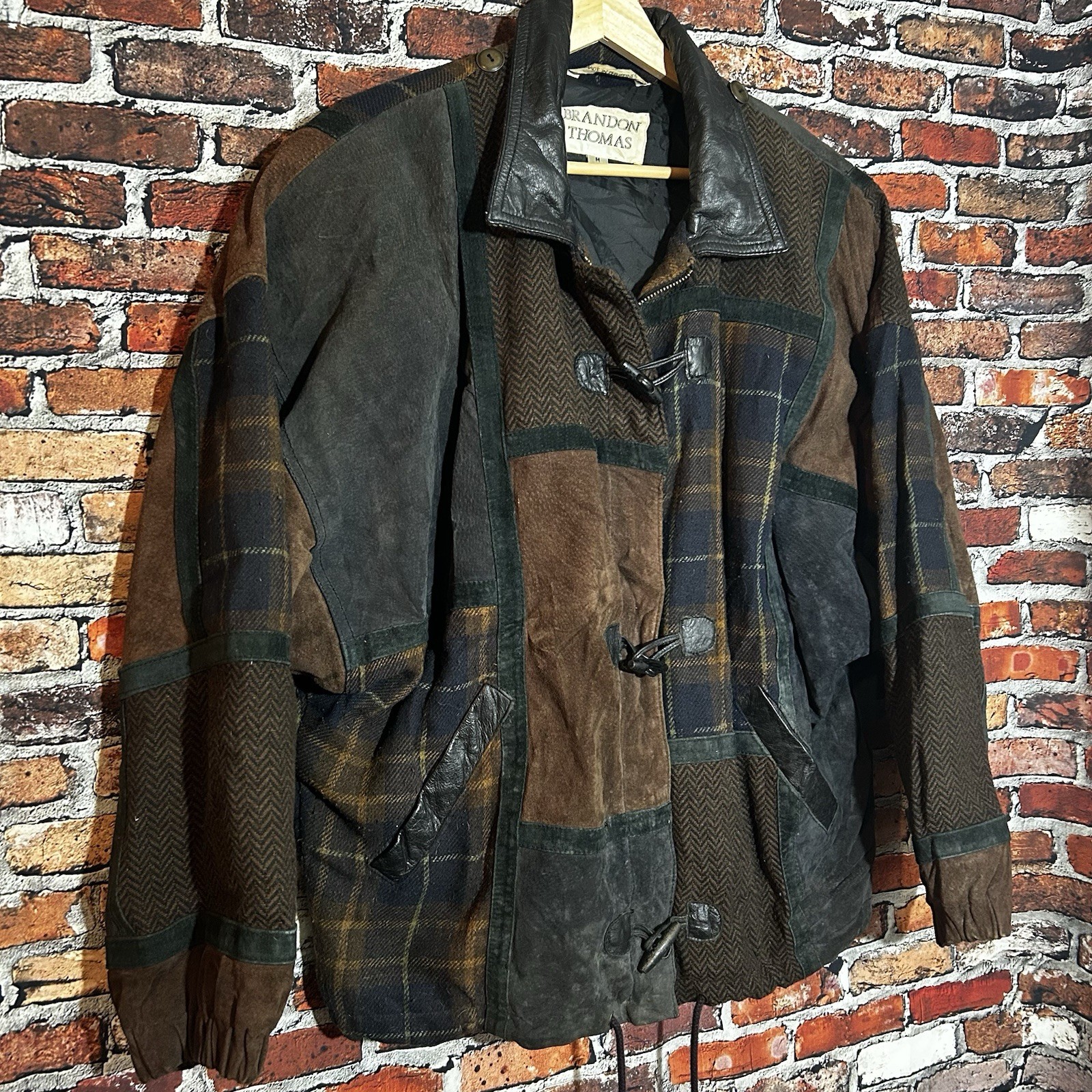 Brandon Thomas Vintage 80s Patchwork Jacket Leath… - image 2